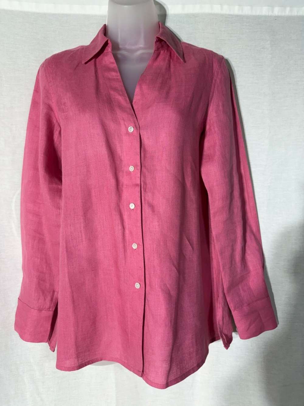 Talbots Rose Pink 100% Linen Button-Down Shirt Size 4